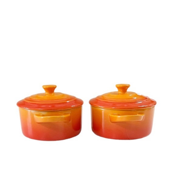 NEW Le Creuset FLAME Mini Cocotte Set/2 π₯π₯π₯ - Picture 6 of 7